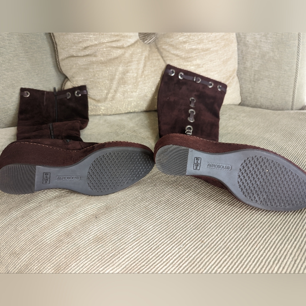Brown Aerosole wedge boots size 8 - Picture 2 of 4